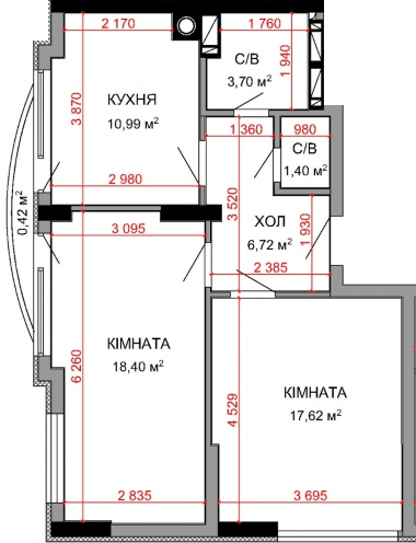 2-комнатная 58.83 м² в ЖК Royal Park от 26 800 грн/м², г. Ирпень