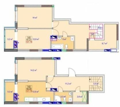 Двухуровневая 107.76 м² в ЖК Sky от 21 000 грн/м², г. Ирпень