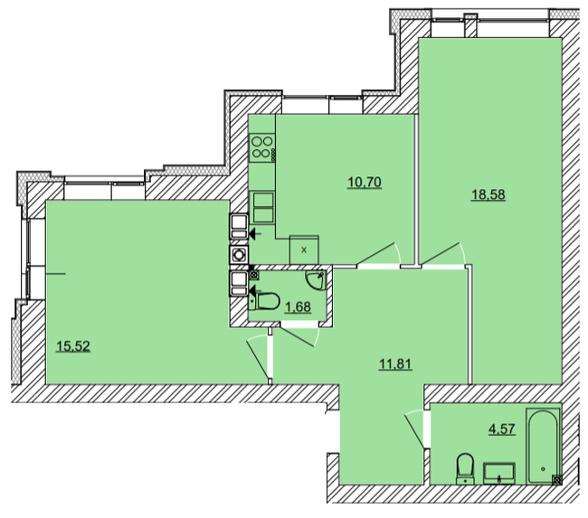 2-комнатная 62.86 м² в ЖК Найкращий квартал от 24 200 грн/м², г. Ирпень