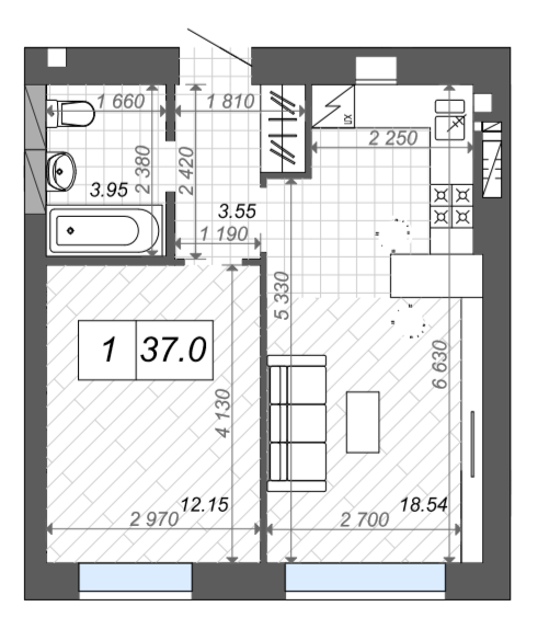 1-комнатная 37 м² в ЖК Новые Метры Center от 31 500 грн/м², г. Ирпень