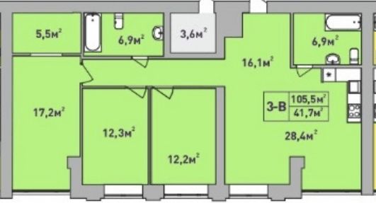 3-комнатная 105.5 м² в ЖК Центральный-Премиум от 28 000 грн/м², г. Ирпень