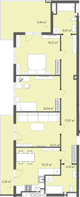 3-кімнатна 96.79 м² в ЖК GREENHOUSE CITY від 17 250 грн/м², м. Городок