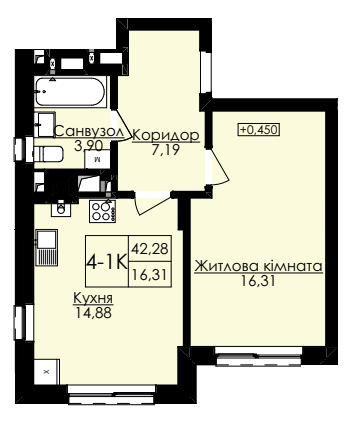 1-кімнатна 42.28 м² в ЖК AUROOM SPARK від 24 100 грн/м², Львів