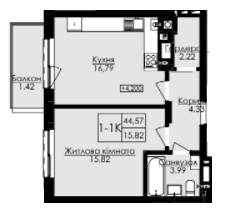 1-комнатная 44.57 м² в ЖК AUROOM SPARK от 24 100 грн/м², Львов