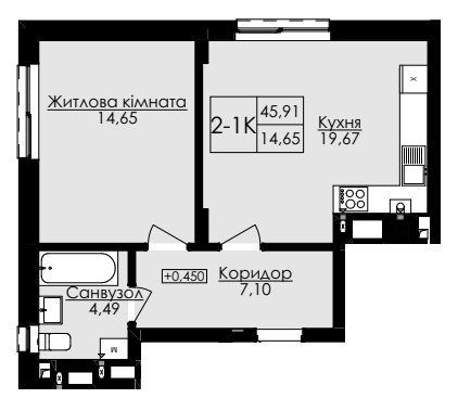 1-кімнатна 45.91 м² в ЖК AUROOM SPARK від 24 100 грн/м², Львів