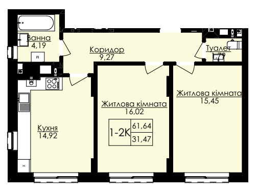 2-комнатная 61.64 м² в ЖК AUROOM SPARK от 22 850 грн/м², Львов