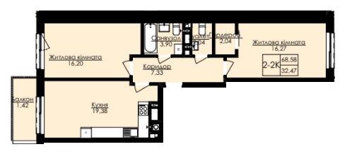 2-кімнатна 68.58 м² в ЖК AUROOM SPARK від 22 850 грн/м², Львів