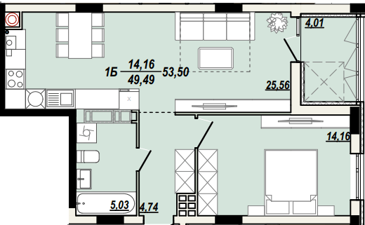 1-комнатная 53.5 м² в ЖК Солнечная Терраса от 17 000 грн/м², Тернополь