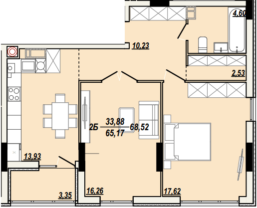 2-кімнатна 68.52 м² в ЖК Сонячна Тераса від 17 000 грн/м², Тернопіль