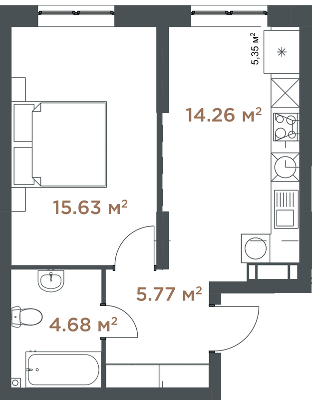 1-комнатная 40.34 м² в ЖК Central Hills от 39 548 грн/м², Киев