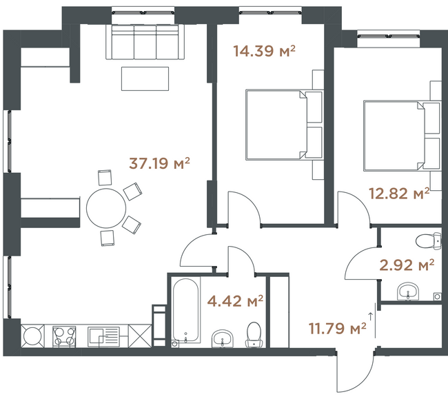 3-комнатная 83.53 м² в ЖК Central Hills от 917 760 грн/м², Киев