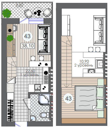 Дворівнева 38.1 м² в ЖК Smart House від 21 850 грн/м², м. Южне