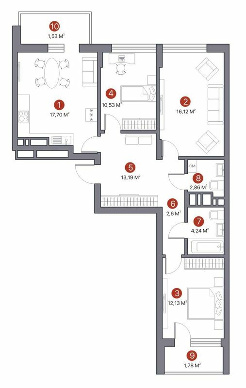 3-комнатная 82.68 м² в ЖК 7 KVARTAL от 26 500 грн/м², Киев