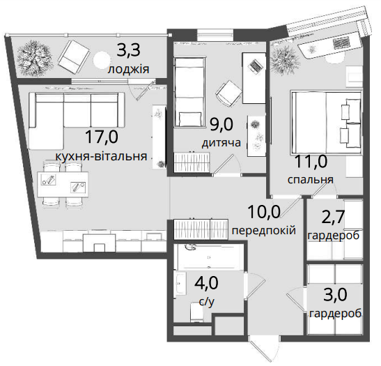 2-комнатная 60 м² в ЖК Art Парк от 24 500 грн/м², Киев