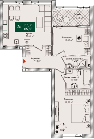 2-кімнатна 65.83 м² в ЖК Forest Park від 28 000 грн/м², Київ