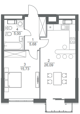 1-комнатная 52.5 м² в ЖК Greenville Park от 52 250 грн/м², Киев