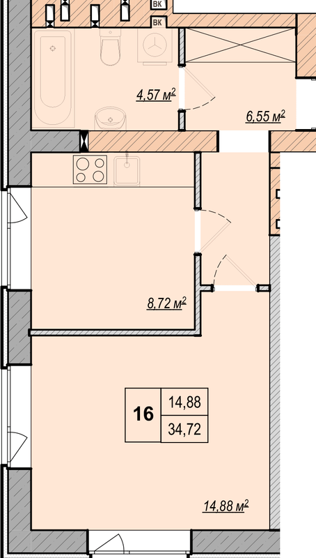 1-кімнатна 34.72 м² в ЖК LIBERTY PARK від 20 700 грн/м², Київ