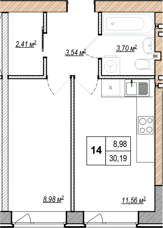 1-комнатная 30.19 м² в ЖК MANCHESTER PARK от 22 700 грн/м², Киев
