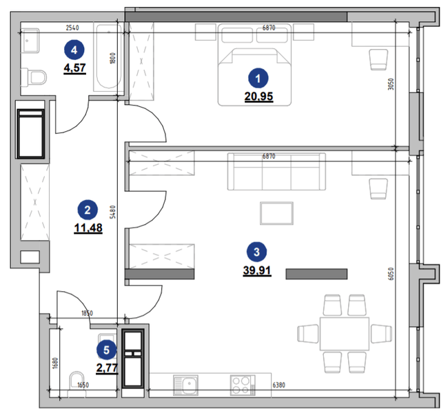 1-кімнатна 79.68 м² в ЖК Nordica Residence від 59 618 грн/м², Київ