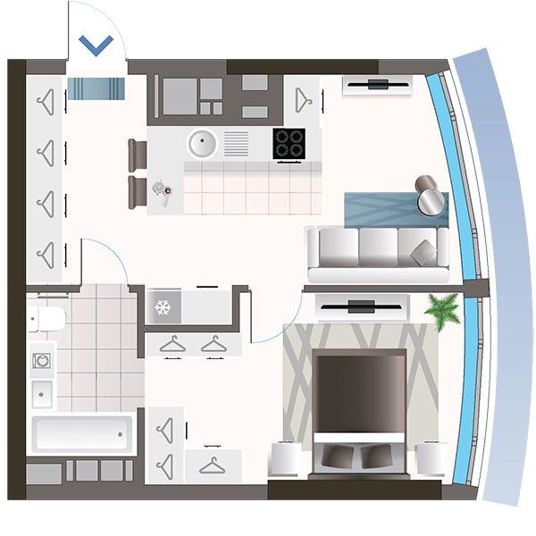 1-кімнатна 44.58 м² в ЖК Oasis від 44 000 грн/м², Київ