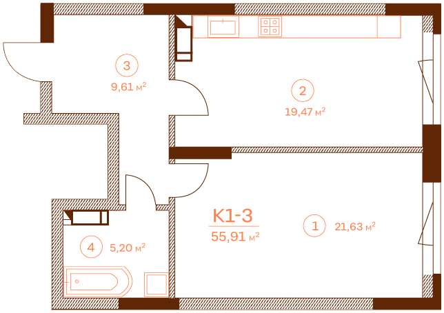 1-комнатная 55.91 м² в ЖК Stanford от 65 450 грн/м², Киев