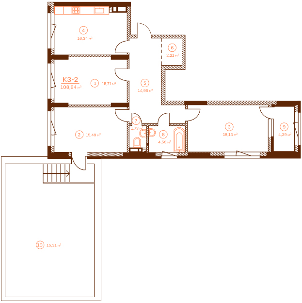 3-комнатная 108.84 м² в ЖК Stanford от 103 200 грн/м², Киев