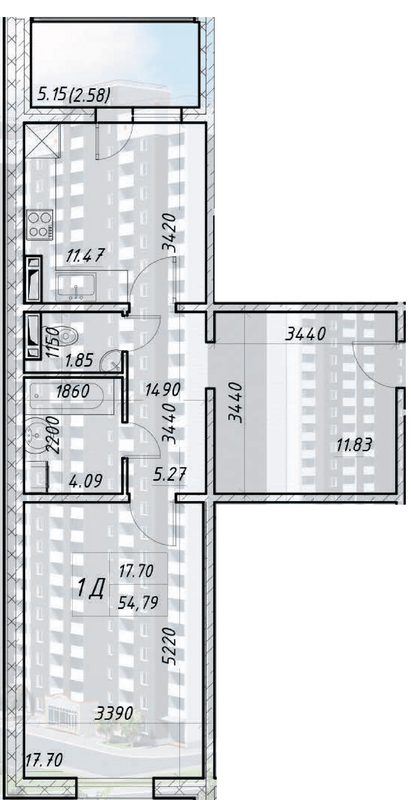 1-кімнатна 54.79 м² в ЖК Деснянський від 22 000 грн/м², Київ