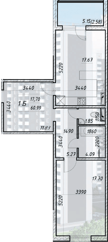 1-комнатная 60.99 м² в ЖК Деснянский от 22 000 грн/м², Киев