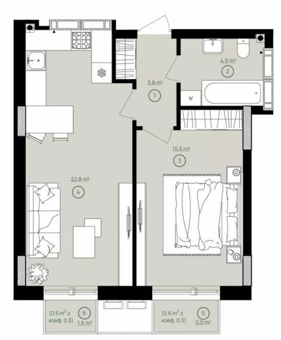 1-кімнатна 48.1 м² в ЖК Будинок на Вавілових від 38 100 грн/м², Київ
