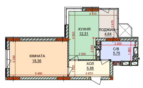 1-комнатная 46.94 м² в ЖК Лесная сказка 2 от 31 000 грн/м², Киев