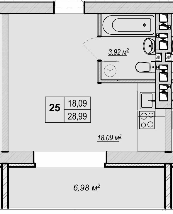 1-комнатная 28.99 м² в ЖК Метро парк от 29 900 грн/м², Киев