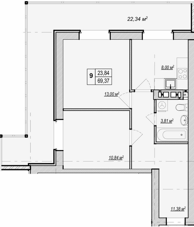 2-кімнатна 69.37 м² в ЖК Метро парк від 29 900 грн/м², Київ