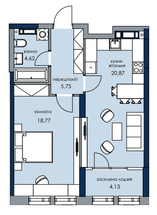 1-комнатная 54.14 м² в ЖК Новый Автограф от 49 200 грн/м², Киев