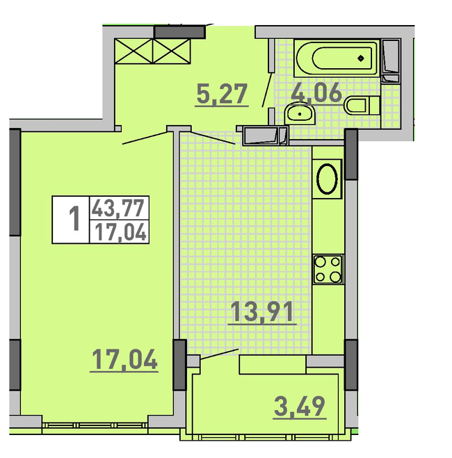 1-комнатная 43.77 м² в ЖК Паркове місто от 41 000 грн/м², Киев