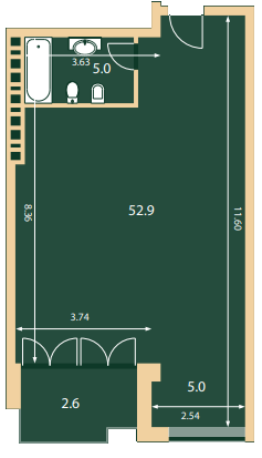 Вільне планування 65.7 м² в КБ Hidden від 112 860 грн/м², Київ