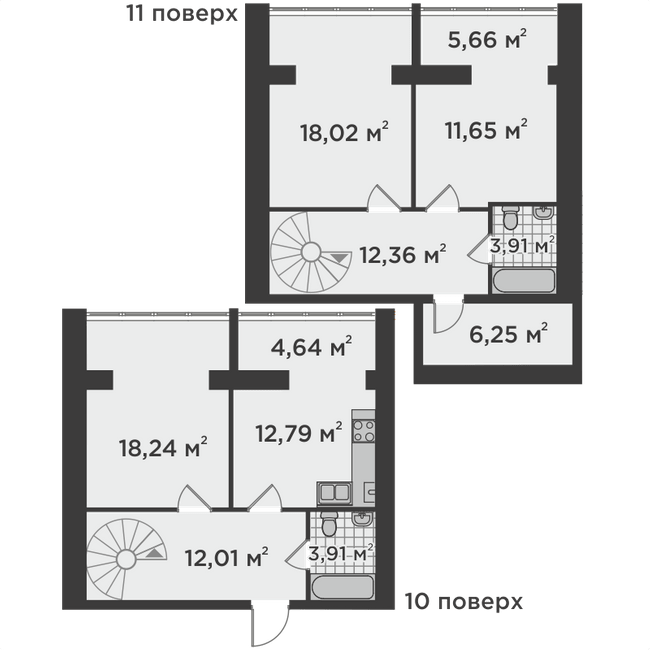 Двухуровневая 109.44 м² в ЖК Millennium State от 22 700 грн/м², г. Буча