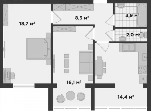 2-комнатная 63.4 м² в ЖК Millennium State от 24 900 грн/м², г. Буча