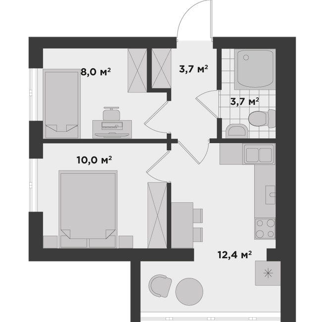 2-кімнатна 38.8 м² в ЖК Millennium State від 21 737 грн/м², м. Буча