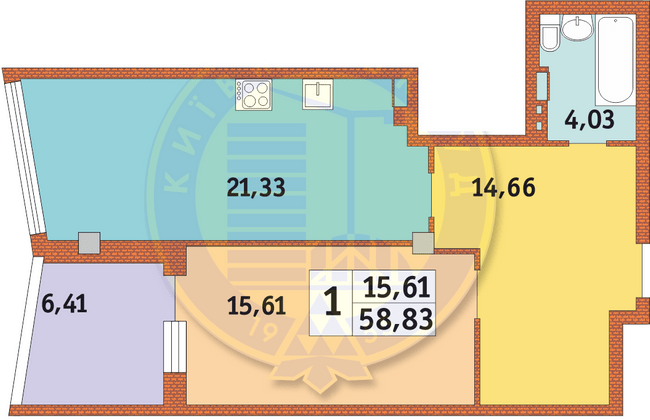 1-кімнатна 58.83 м² в ЖК Costa fontana від 29 700 грн/м², Одеса