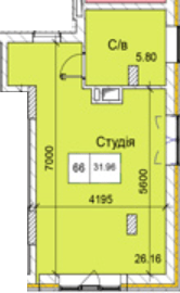 Студия 31.96 м² в ЖК Love от 17 100 грн/м², Одесса