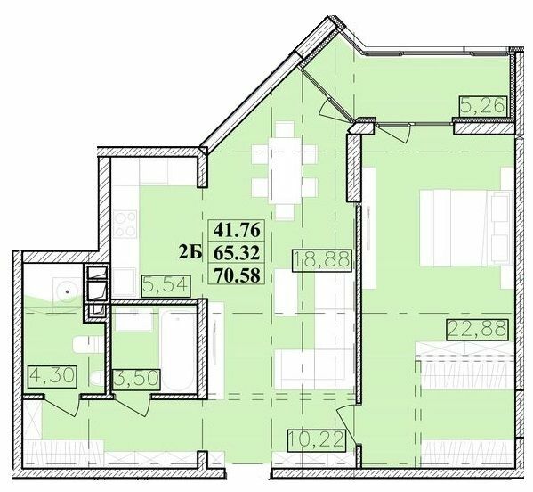 2-комнатная 70.58 м² в ЖК Modern от 21 400 грн/м², Одесса