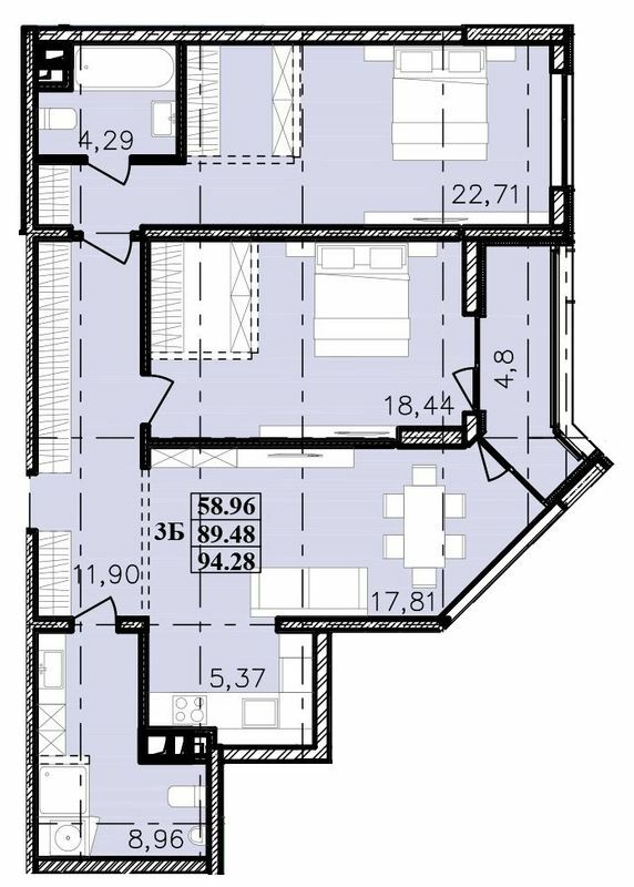 3-комнатная 94.28 м² в ЖК Modern от 22 600 грн/м², Одесса