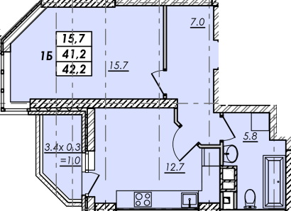 1-комнатная 42.2 м² в ЖК RealPark от 18 350 грн/м², Одесса