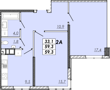 2-кімнатна 59.3 м² в ЖК RealPark від 19 850 грн/м², Одеса