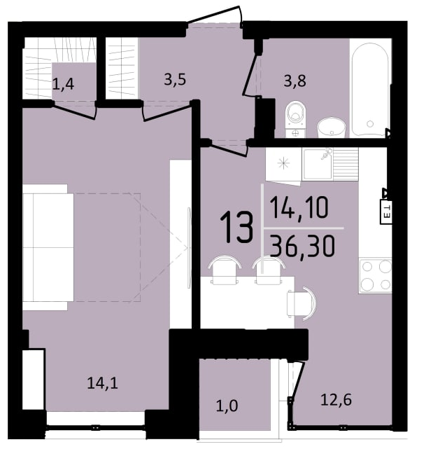 1-кімнатна 36.3 м² в ЖК Тріумф Софіївський від 24 000 грн/м², с. Щасливе