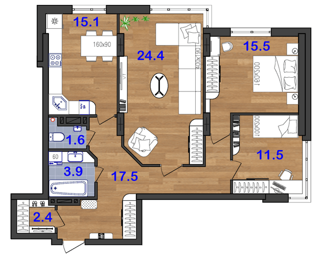 3-кімнатна 91 м² в ЖК SunCity від 21 000 грн/м², Одеса