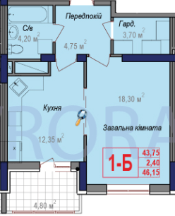 1-кімнатна 46.15 м² в ЖК Аврора від 22 700 грн/м², Одеса