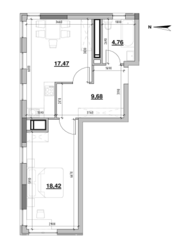 1-кімнатна 50.33 м² в ЖК Nordica Residence від 64 363 грн/м², Київ