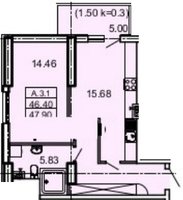 1-комнатная 47.9 м² в ЖК Акрополь от 31 800 грн/м², Одесса