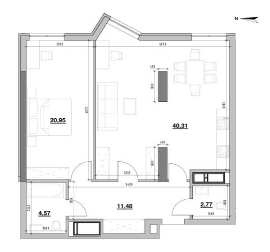 1-кімнатна 80.08 м² в ЖК Nordica Residence від 48 153 грн/м², Київ